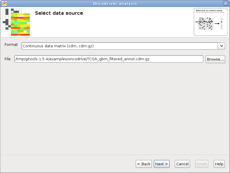Oncodrive analysis data tab